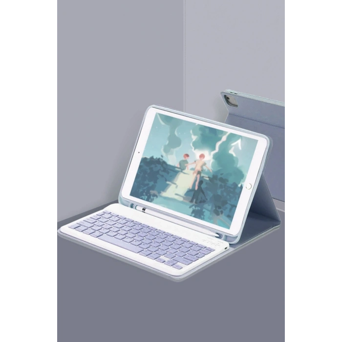 Durukar®  iPad 10.2 (9.nesil) Kılıf KC01 Smart Klavyeli Tablet Kılıfı - Lacivert