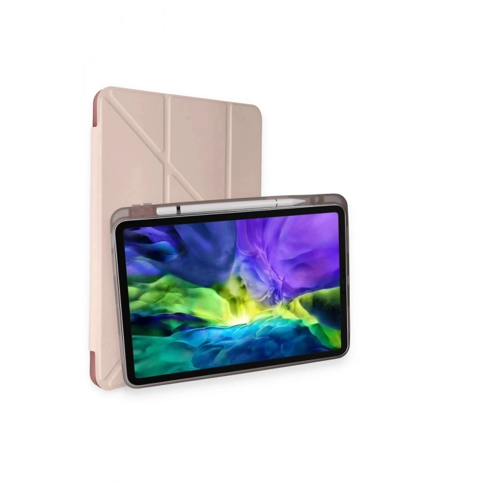 Durukar®  iPad Pro 11 (2021) Kılıf Kalemlikli Hugo Tablet Kılıfı - Rose Gold