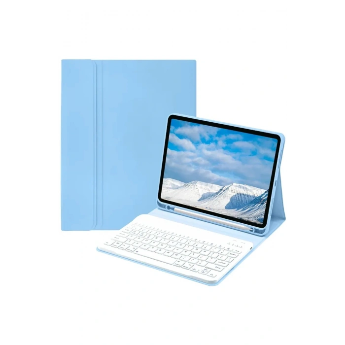 Durukar®  iPad Pro 11 (2022) Kılıf KC01 Smart Klavyeli Tablet Kılıfı - Açık Mavi