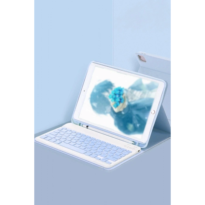 Durukar®  iPad Pro 11 (2022) Kılıf KC01 Smart Klavyeli Tablet Kılıfı - Mavi