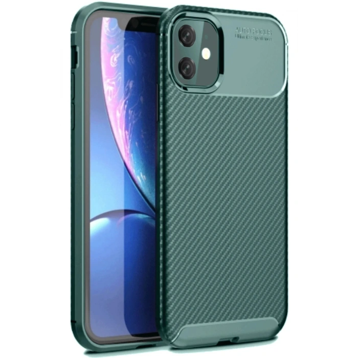 Durukar®  iPhone 11 Kılıf Auto Focus Karbon Kapak - Koyu Yeşil