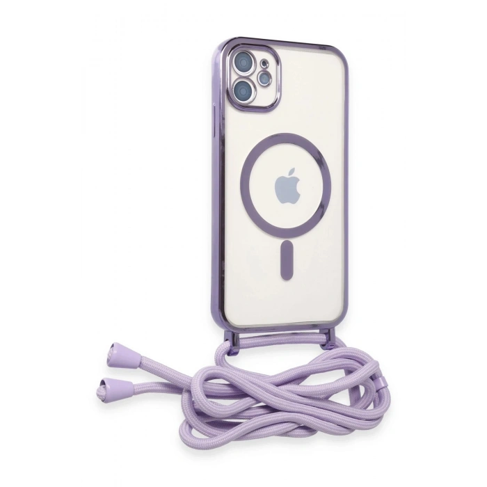 Durukar®  iPhone 11 Kılıf Divo Lazer Askılı Magsafe Kapak - Lila