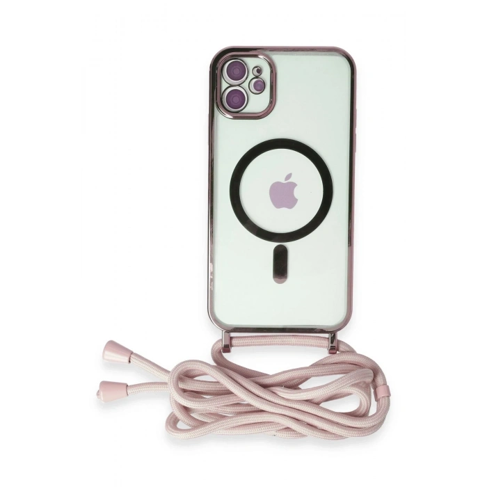 Durukar®  iPhone 11 Kılıf Divo Lazer Askılı Magsafe Kapak - Pembe