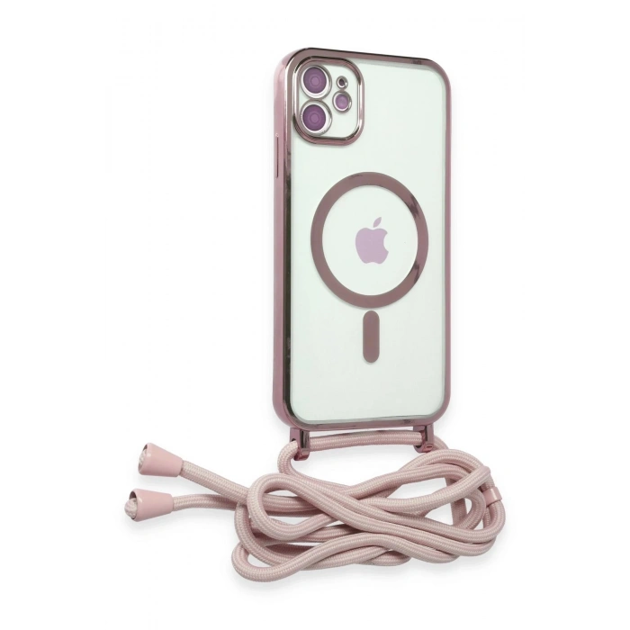 Durukar®  iPhone 11 Kılıf Divo Lazer Askılı Magsafe Kapak - Pembe