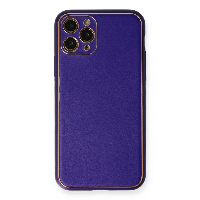Durukar®  iPhone 11 Pro Kılıf Coco Deri Silikon Kapak - Mor