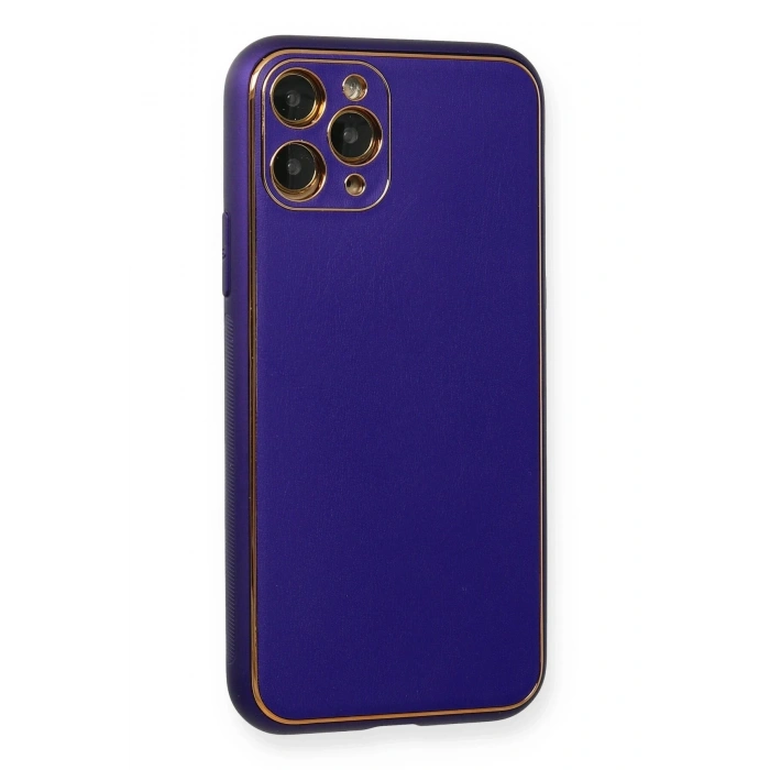Durukar®  iPhone 11 Pro Kılıf Coco Deri Silikon Kapak - Mor