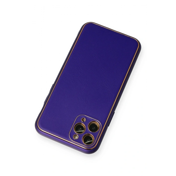Durukar®  iPhone 11 Pro Kılıf Coco Deri Silikon Kapak - Mor