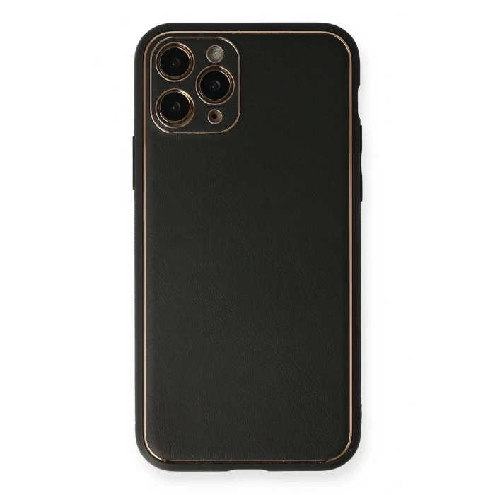 Durukar®  iPhone 11 Pro Max Kılıf Coco Deri Silikon Kapak - Siyah