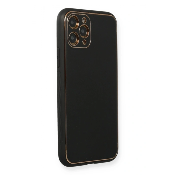 Durukar®  iPhone 11 Pro Max Kılıf Coco Deri Silikon Kapak - Siyah