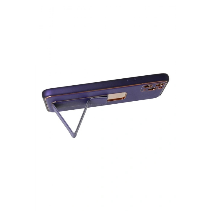 Durukar®  iPhone 11 Pro Max Kılıf Coco Deri Standlı Kapak - Mor