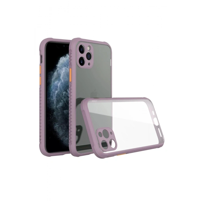 Durukar®  iPhone 11 Pro Max Kılıf Miami Şeffaf Silikon - Açık Mor