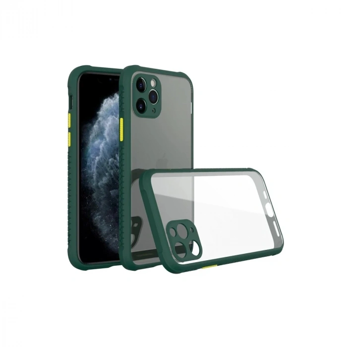 Durukar®  iPhone 11 Pro Max Kılıf Miami Şeffaf Silikon - Koyu Yeşil