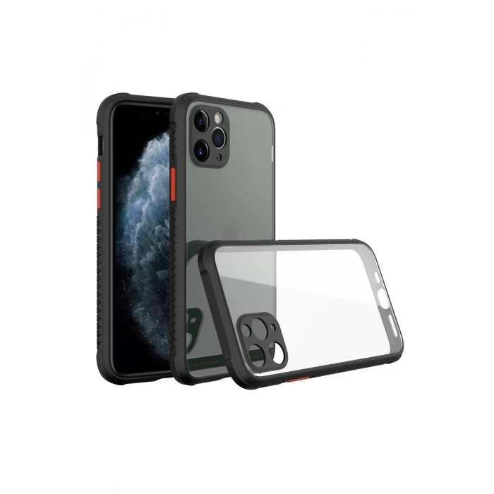 Durukar®  iPhone 11 Pro Max Kılıf Miami Şeffaf Silikon - Siyah