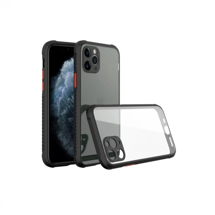 Durukar®  iPhone 11 Pro Max Kılıf Miami Şeffaf Silikon - Siyah