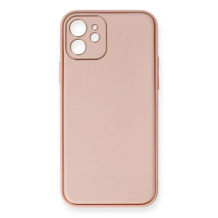 Durukar®  iPhone 12 Kılıf Coco Deri Silikon Kapak - Pembe