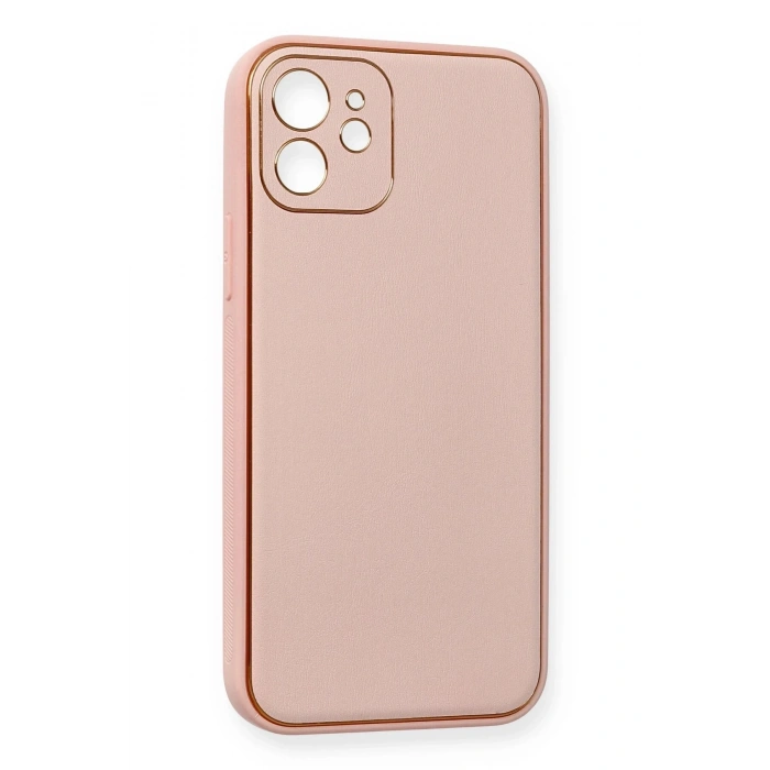 Durukar®  iPhone 12 Kılıf Coco Deri Silikon Kapak - Pembe