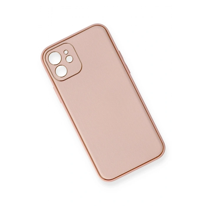 Durukar®  iPhone 12 Kılıf Coco Deri Silikon Kapak - Pembe