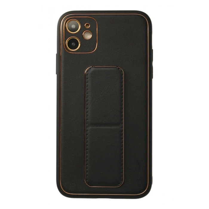 Durukar®  iPhone 12 Kılıf Coco Deri Standlı Kapak - Siyah