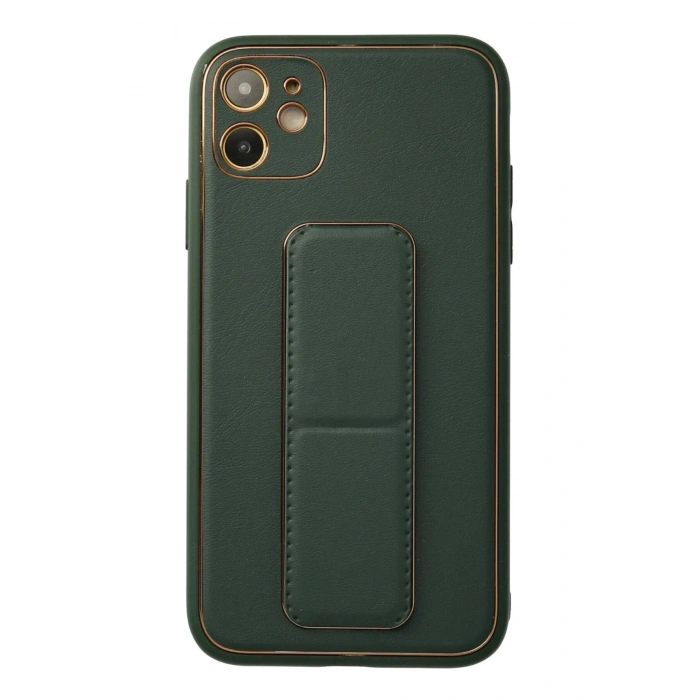 Durukar®  iPhone 12 Kılıf Coco Deri Standlı Kapak - Yeşil