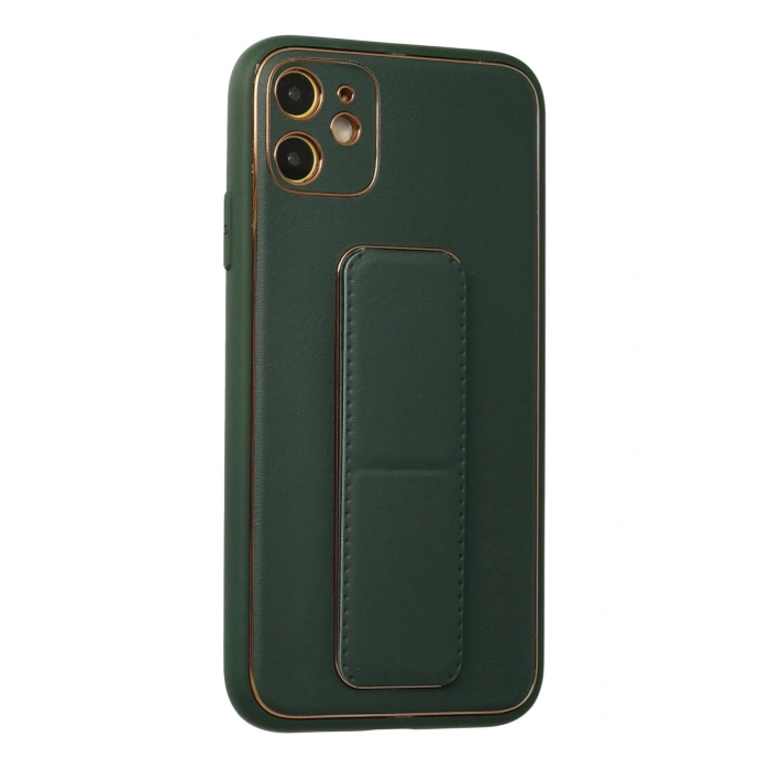 Durukar®  iPhone 12 Kılıf Coco Deri Standlı Kapak - Yeşil