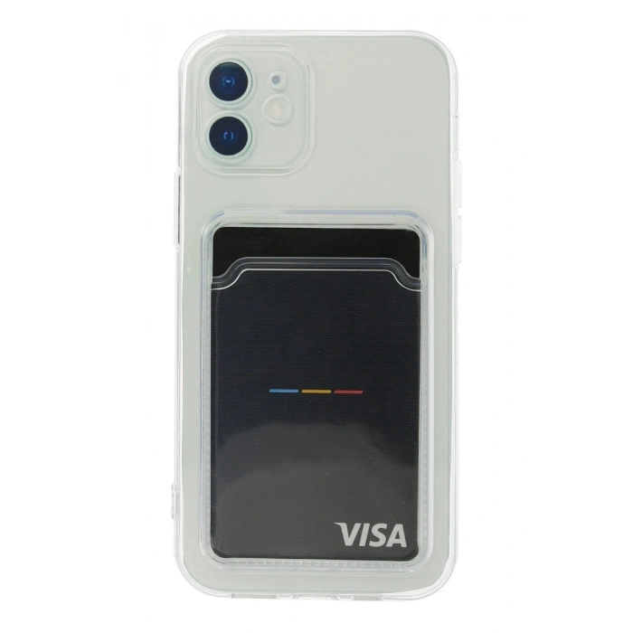 Durukar®  iPhone 12 Kılıf Kart Şeffaf Silikon - Şeffaf