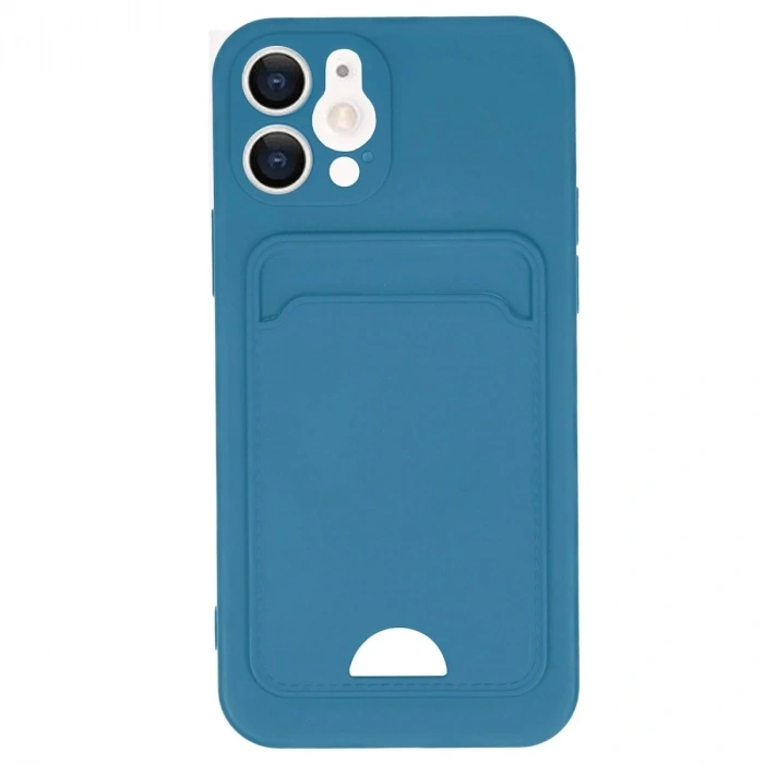 Durukar®  iPhone 12 Kılıf Kelvin Kartvizitli Silikon - Mavi