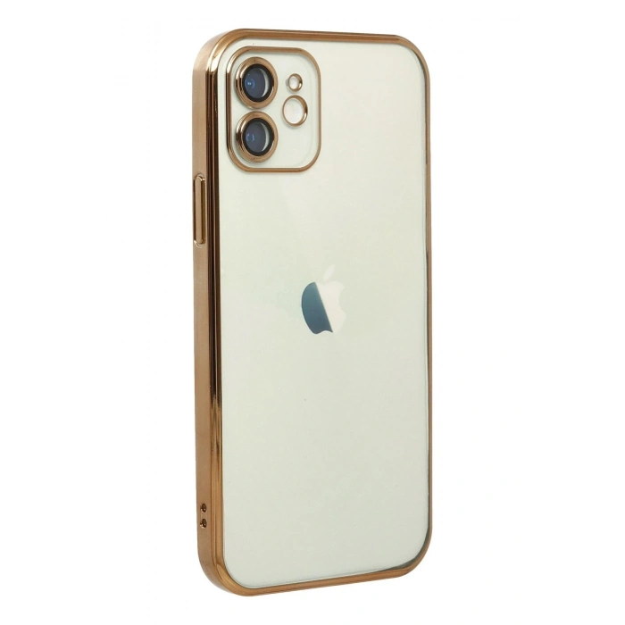 Durukar®  iPhone 12 Kılıf  Lensli Silikon - Gold
