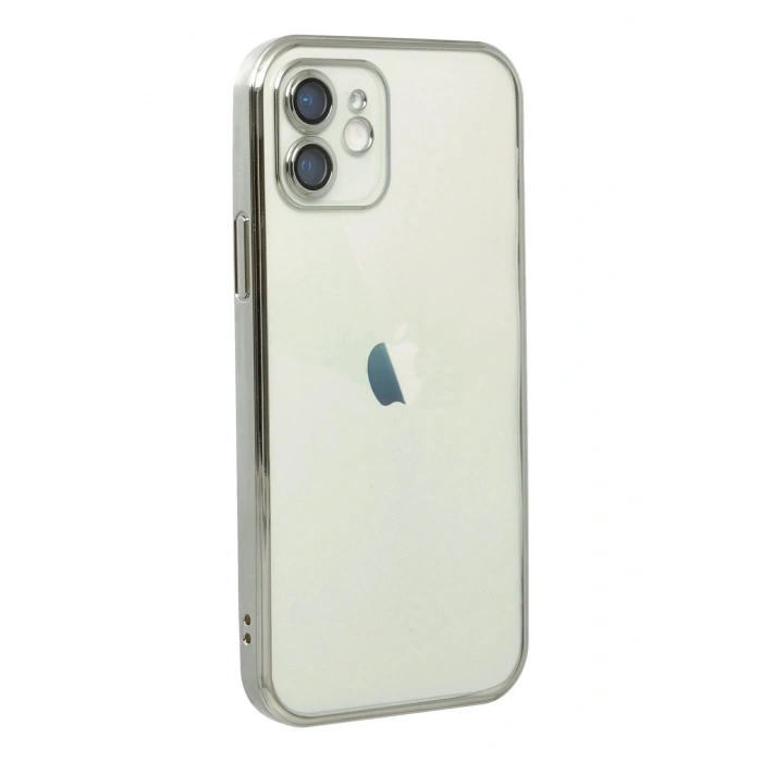 Durukar®  iPhone 12 Kılıf  Lensli Silikon - Gümüş