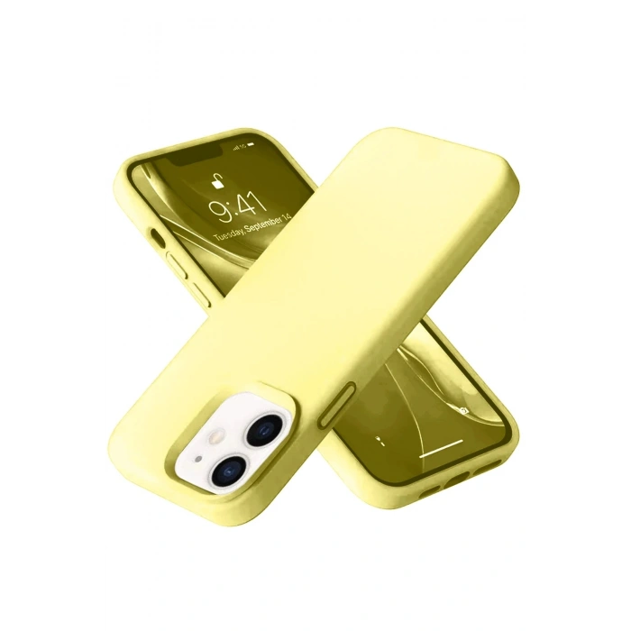Durukar®  iPhone 12 Kılıf Nano içi Kadife Silikon- Sarı