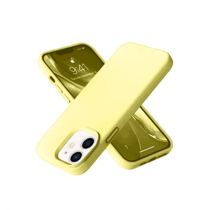 Durukar®  iPhone 12 Kılıf Nano içi Kadife Silikon- Sarı