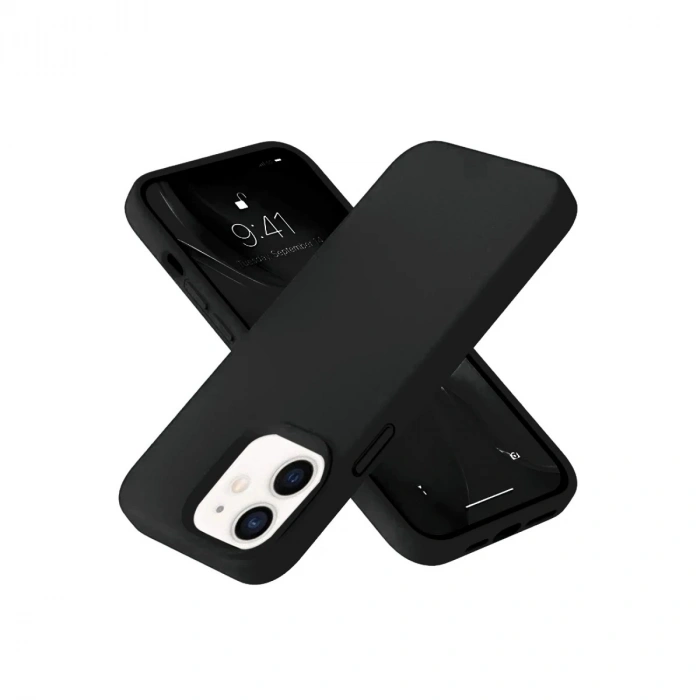 Durukar®  iPhone 12 Kılıf Nano içi Kadife Silikon- Siyah