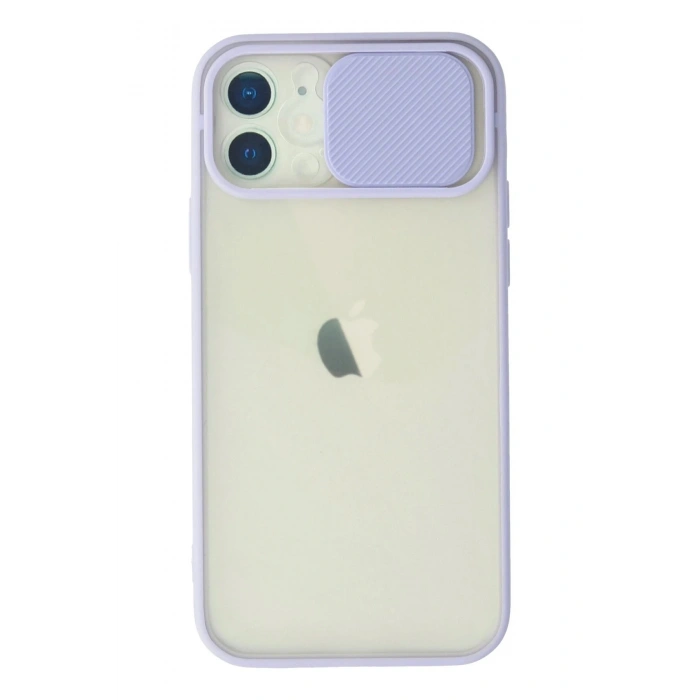 Durukar®  iPhone 12 Kılıf Palm Buzlu Kamera Sürgülü Silikon - Lila
