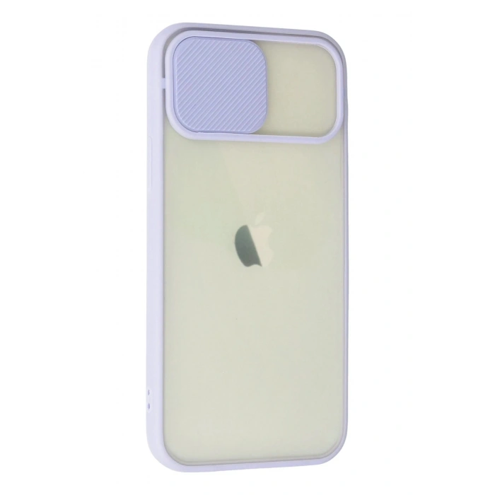 Durukar®  iPhone 12 Kılıf Palm Buzlu Kamera Sürgülü Silikon - Lila
