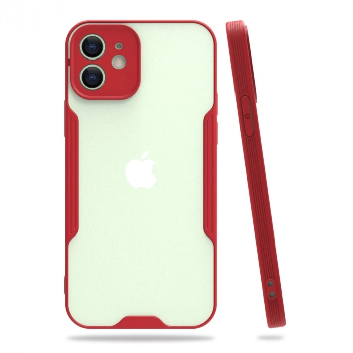 Durukar®  iPhone 12 Kılıf Platin Silikon - Kırmızı