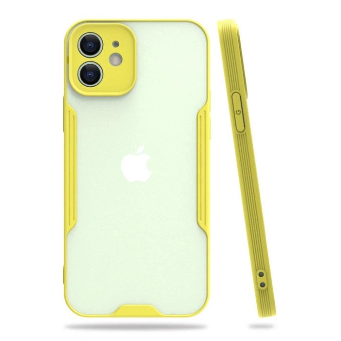 Durukar®  iPhone 12 Kılıf Platin Silikon - Sarı