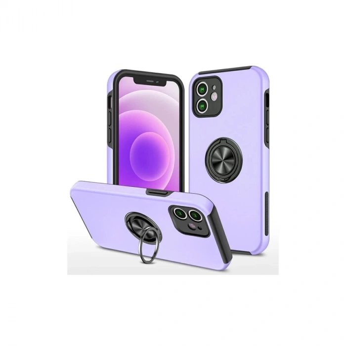 Durukar®  iPhone 12 Mini Kılıf Elit Yüzüklü Kapak - Mor