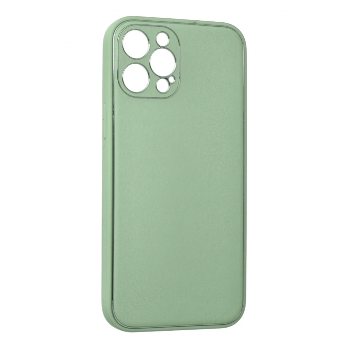 Durukar®  iPhone 12 Pro Kılıf Coco Deri Silikon Kapak - Açık Yeşil