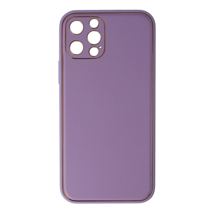 Durukar®  iPhone 12 Pro Kılıf Coco Deri Silikon Kapak - Lila