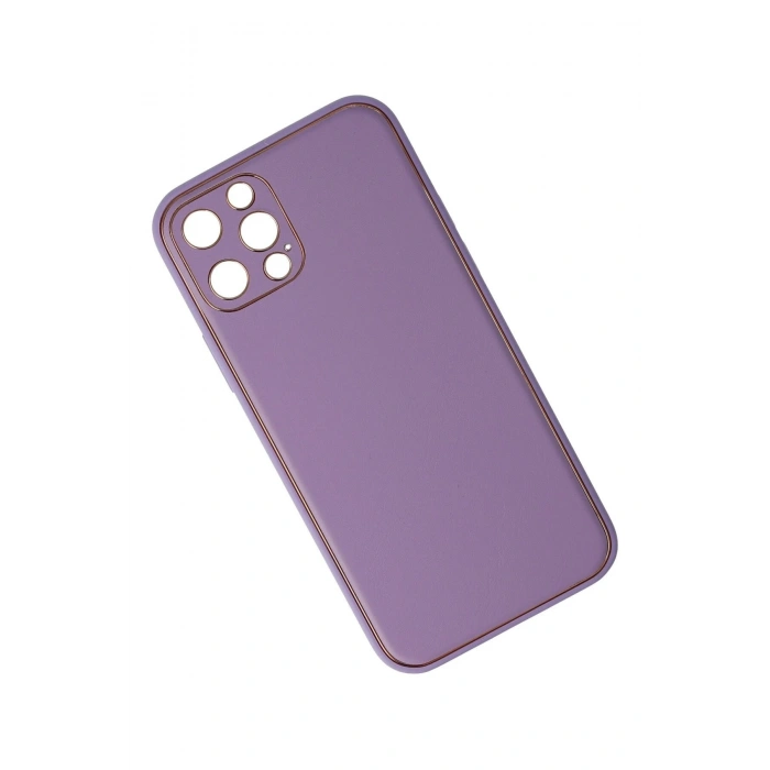 Durukar®  iPhone 12 Pro Kılıf Coco Deri Silikon Kapak - Lila