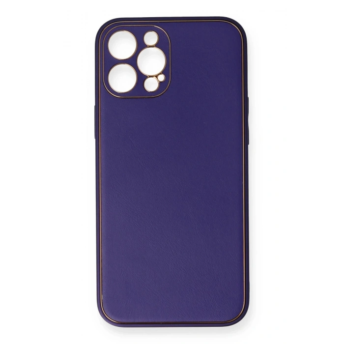 Durukar®  iPhone 12 Pro Kılıf Coco Deri Silikon Kapak - Mor