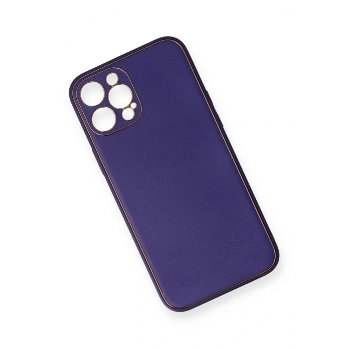 Durukar®  iPhone 12 Pro Kılıf Coco Deri Silikon Kapak - Mor