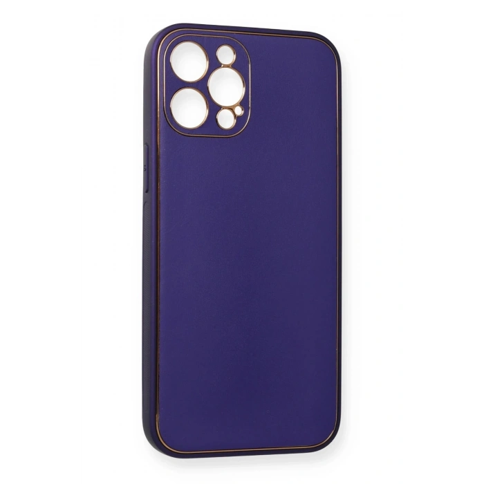 Durukar®  iPhone 12 Pro Kılıf Coco Deri Silikon Kapak - Mor