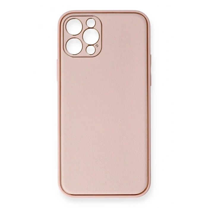 Durukar®  iPhone 12 Pro Kılıf Coco Deri Silikon Kapak - Pembe