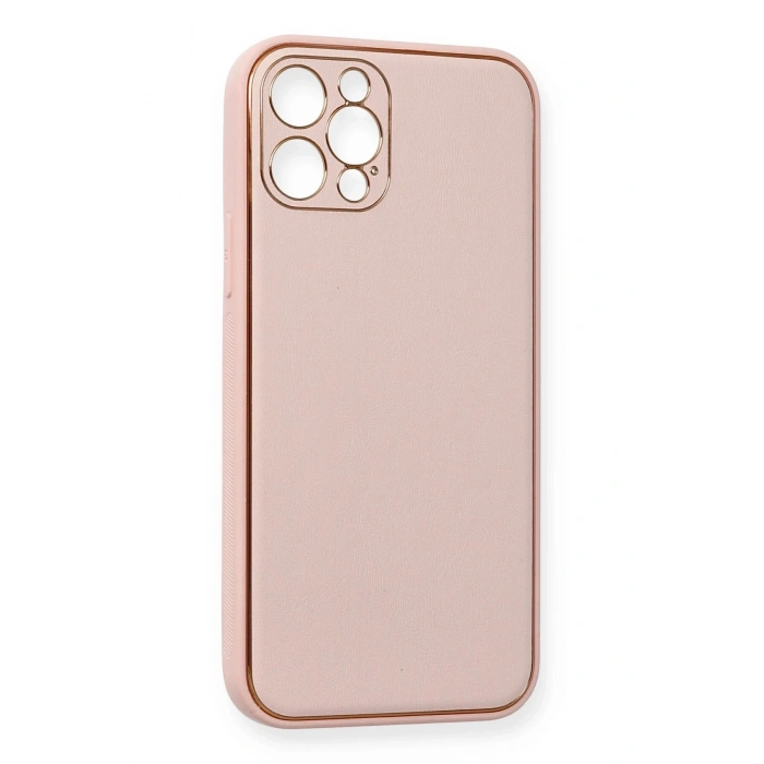 Durukar®  iPhone 12 Pro Kılıf Coco Deri Silikon Kapak - Pembe