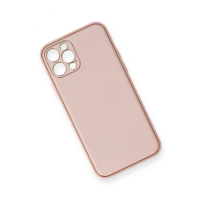 Durukar®  iPhone 12 Pro Kılıf Coco Deri Silikon Kapak - Pembe