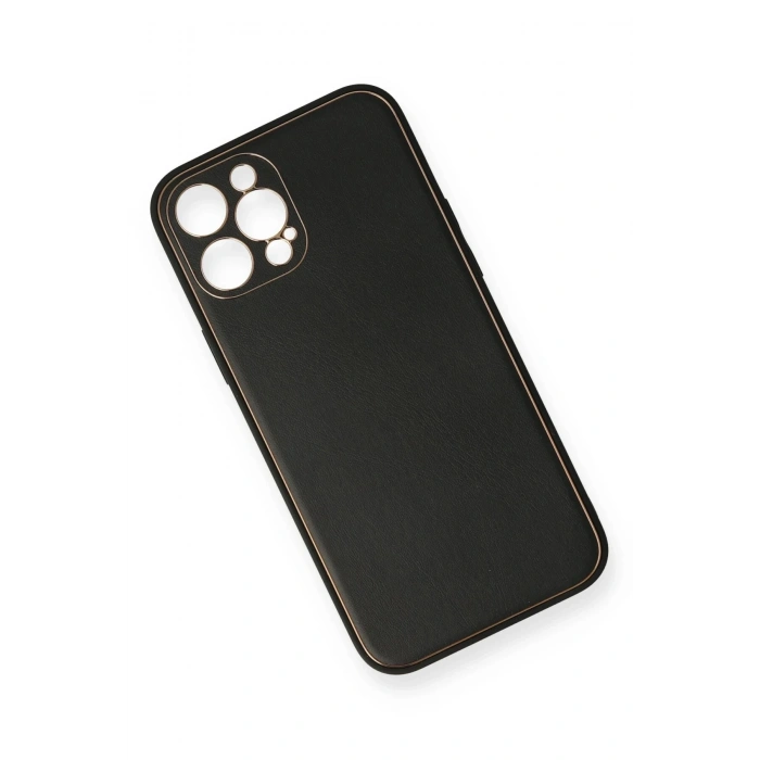 Durukar®  iPhone 12 Pro Kılıf Coco Deri Silikon Kapak - Siyah