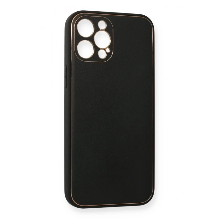 Durukar®  iPhone 12 Pro Kılıf Coco Deri Silikon Kapak - Siyah