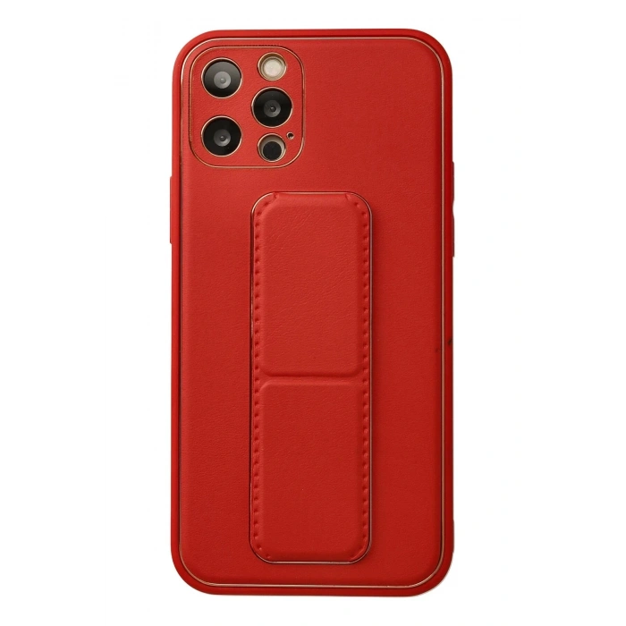 Durukar®  iPhone 12 Pro Kılıf Coco Deri Standlı Kapak - Kırmızı