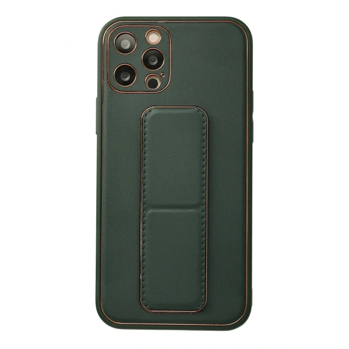 Durukar®  iPhone 12 Pro Kılıf Coco Deri Standlı Kapak - Yeşil