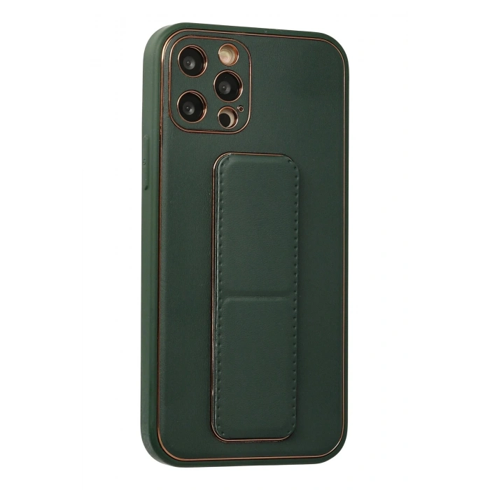 Durukar®  iPhone 12 Pro Kılıf Coco Deri Standlı Kapak - Yeşil